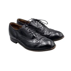 Johnston & Murphy Men's Size 11 Extra Wide VTG Black Leather Wingtip Oxfords‎
